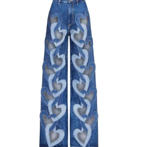 AREA Heart Cutout Wide Leg Jean